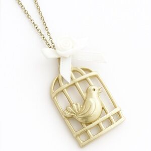 Gold Plated Birdcage Long Necklace